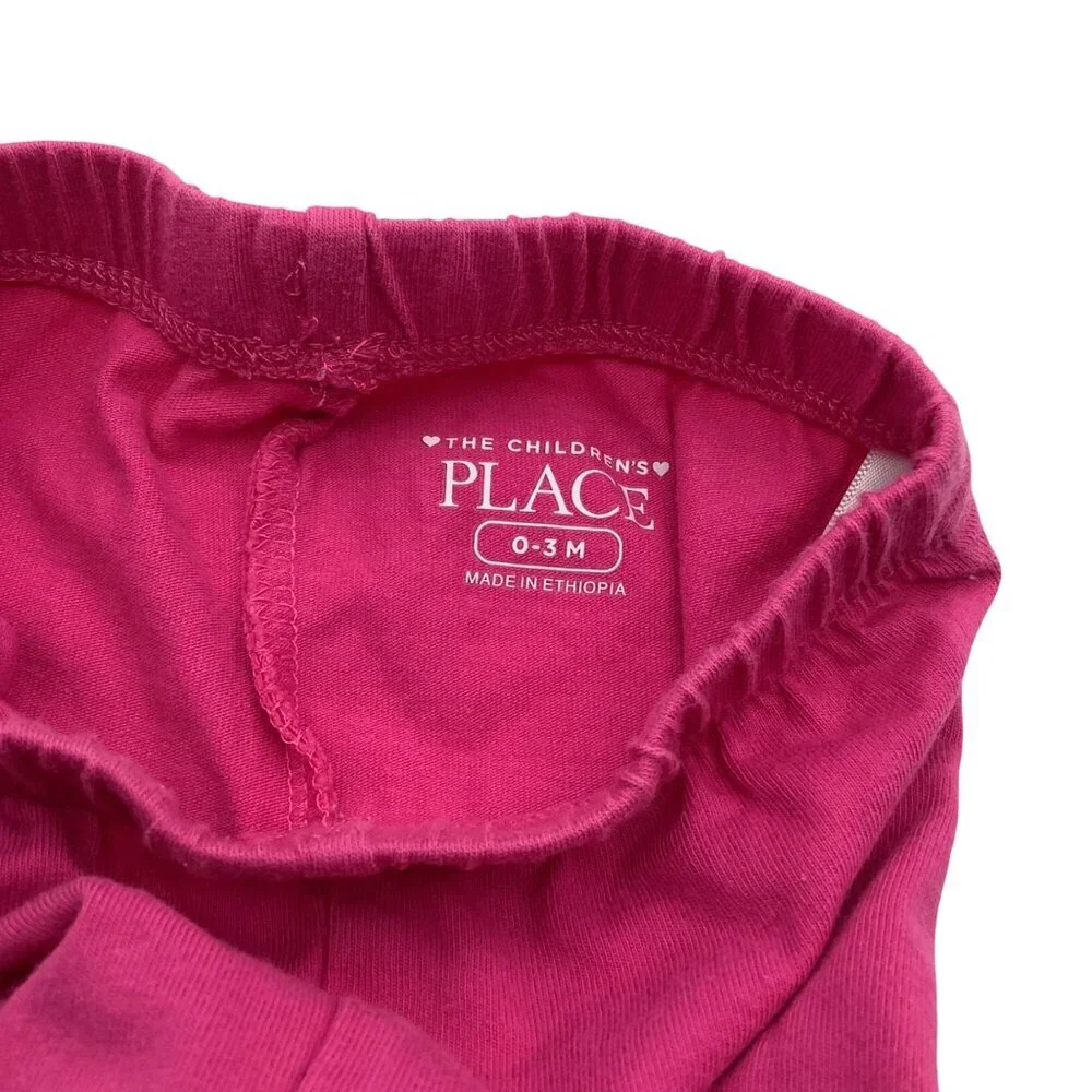 Children's Place Baby Girl 0-3M Pink Elastic Waist Pants With Ruched Hem Detail‎
